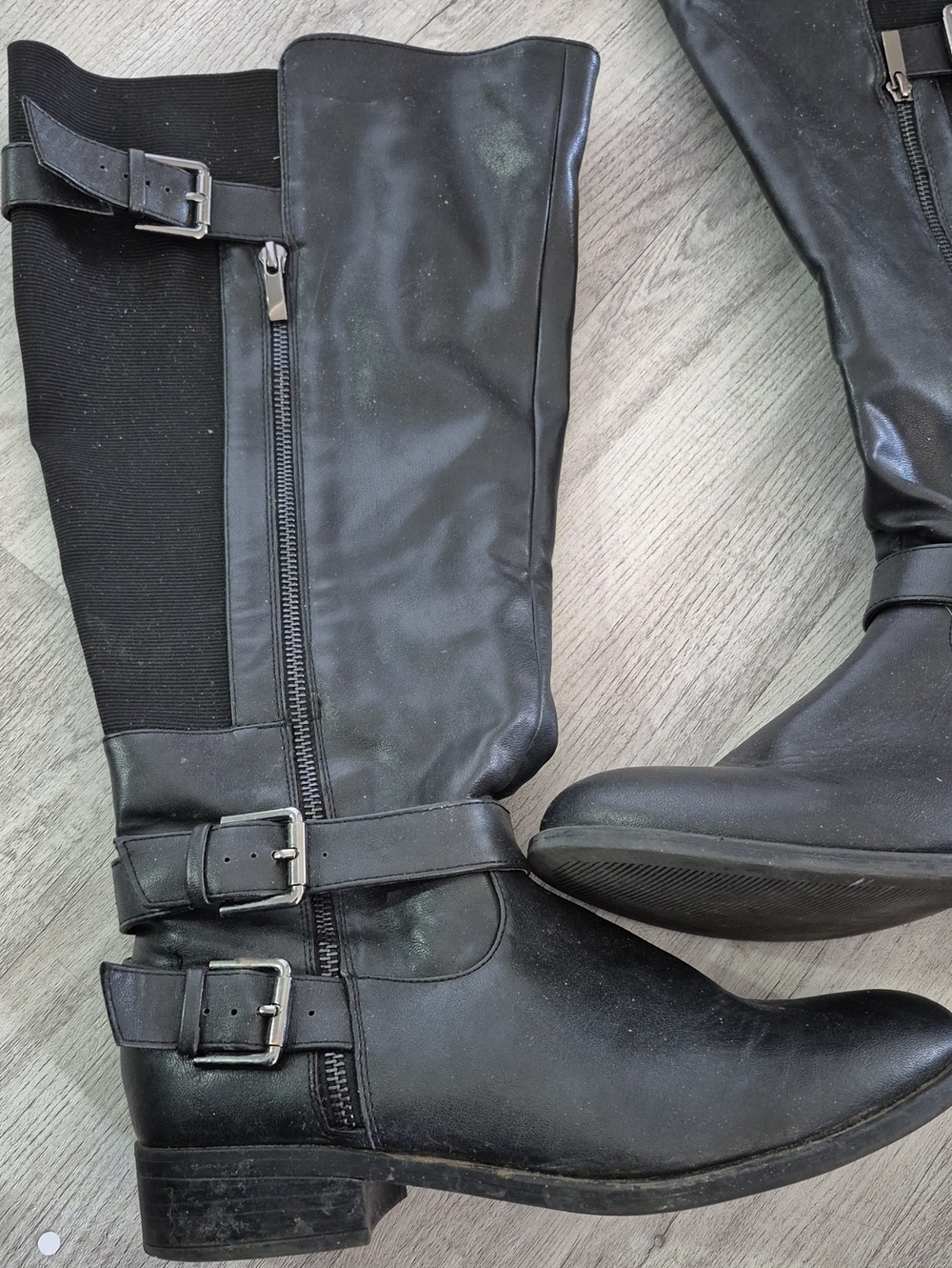 torrid Black Knee-High Heeled Buckle Boots